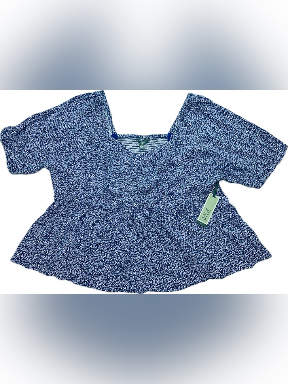 Terra & Sky Blue Printed Women’s Peplum Top